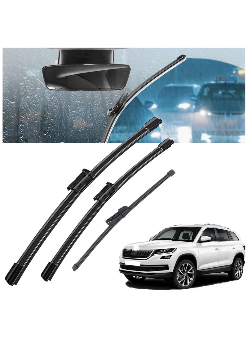 Wiper Blades Replacement for Skoda Kodiaq (2016-2020) Models 24+21+13 Inch Front Rear Wiper Blades Replacement, Rain Snow Accessories - Image 1