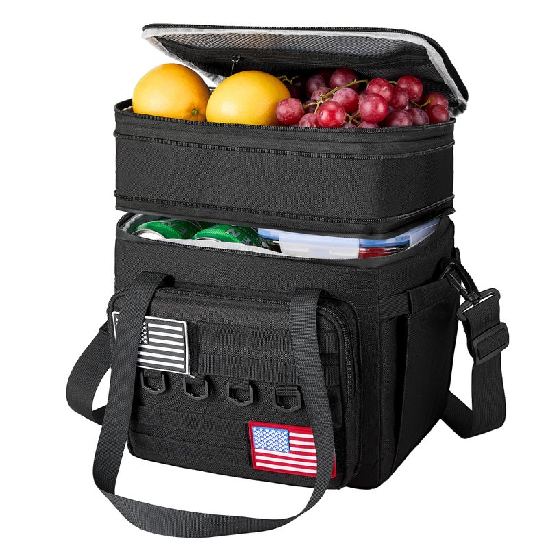 DOLOPL Lunch Box for Men Black Insulated Expandable Lunch Bag for MenWomen 16L Large Tactical Leakproof Waterproof Cooler Lunch Bag With Adjustable Shoulder Strap for Outdoor Picnic Office - Image 2