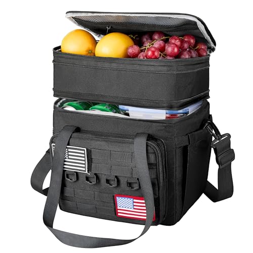 DOLOPL Lunch Box for Men Black Insulated Expandable Lunch Bag for MenWomen 16L Large Tactical Leakproof Waterproof Cooler Lunch Bag With Adjustable Shoulder Strap for Outdoor Picnic Office - Image 1