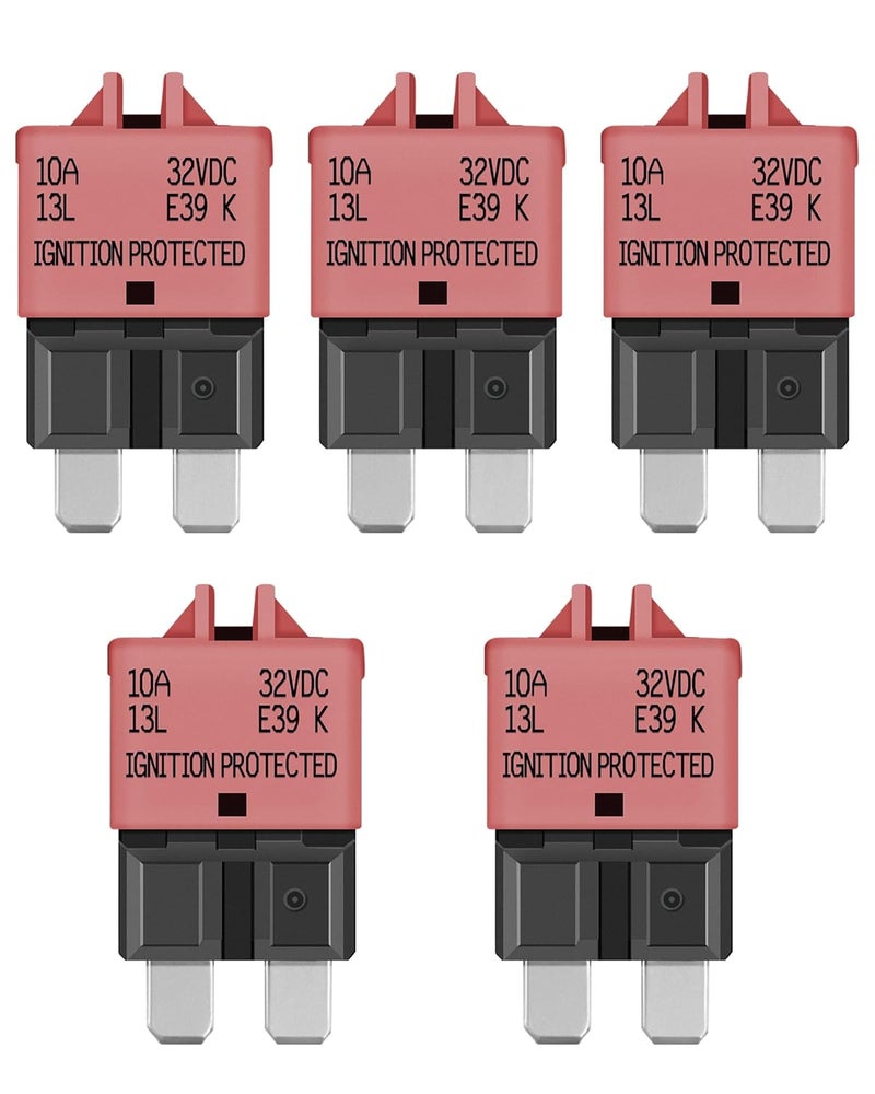 LENKRAD Automotive 10 Amp ATC/ATO Resettable Fuse 10A Manual Reset Standard Blade 10Amp Fuses Manual-Reset Circuit Breaker for Car Truck RV Marine Boat Trolling Motorhome, 5 Pack - Image 1