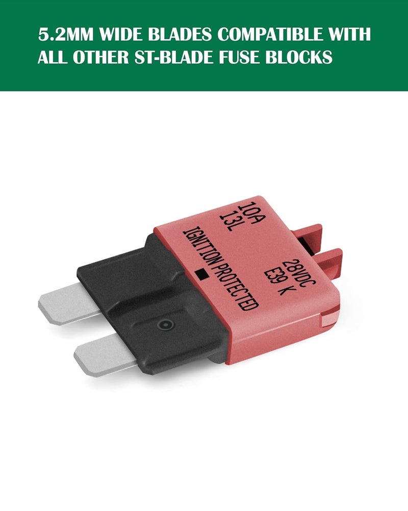 LENKRAD Automotive 10 Amp ATC/ATO Resettable Fuse 10A Manual Reset Standard Blade 10Amp Fuses Manual-Reset Circuit Breaker for Car Truck RV Marine Boat Trolling Motorhome, 5 Pack - Image 3