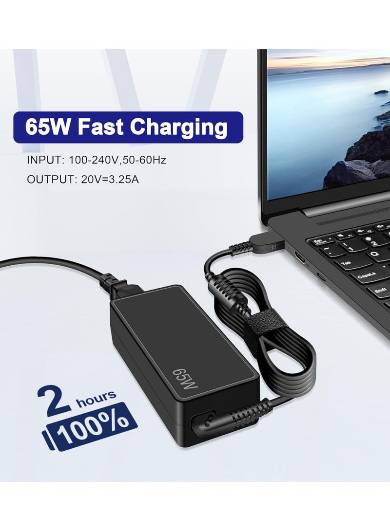 Neox شاحن لابتوب بقوة 65 واط، متوافق مع أجهزة Lenovo Thinkpad (طرازات: T460, T470, T470S, T430, T440, T440S, T440P, T450, T460S, T560, E440, E450, E550, E560, G50, G50-45, G50-70, Z50, Z50-70) — محول طاقة (AC Adapter) مع كابل توصيل، مقاس القابس 11×5.5 مم. - Image 2