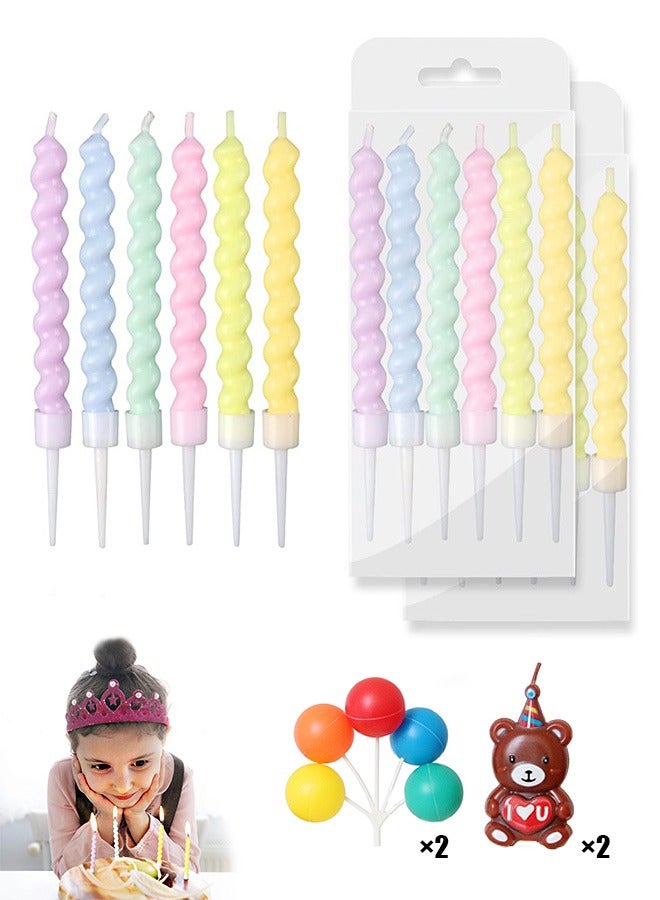 Beyond 12 Pcs Birthday Candles Set, Spiral Long Cake Candles, for Birthday Wedding & Lucky Party Cake Decorations (Colorful) - Image 1