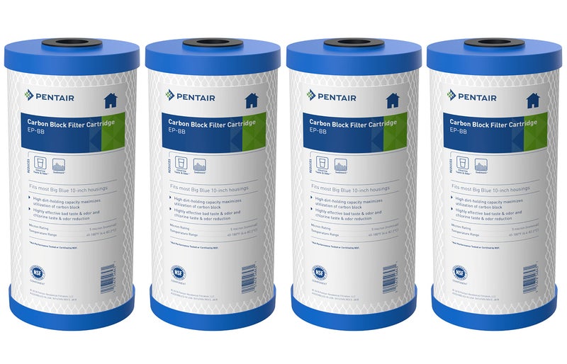 Pentek Pentair Pentek EPBB Big Blue Carbon Water Filter 10Inch Whole House Carbon Block Replacement Cartridge with Bonded Powdered Activated Carbon PAC Filter 10 x 45 5 Micron Pack of 4 