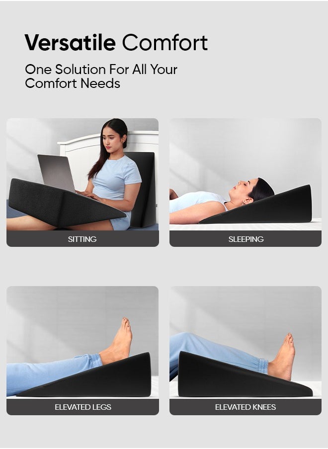 Frido - Frido Wedge Cushion, Back Support Pillow For Sleeping, Memory Foam Pillow, Triangle Pillow, Improves Comfort & Posture, Cushion For Sitting & Working on Bed, WFH Cushion, Pack of 1 (White) - Image 1