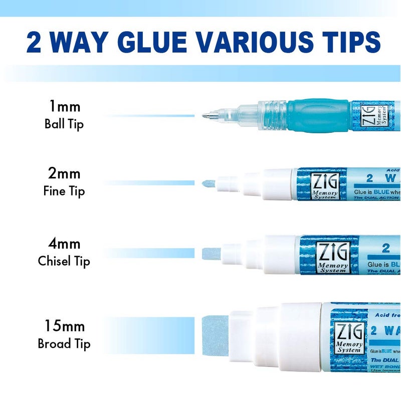 Zig KURETAKE ZIG CORPORATION 2-Way Glue Pen 3P, Chisel Tip - Image 5
