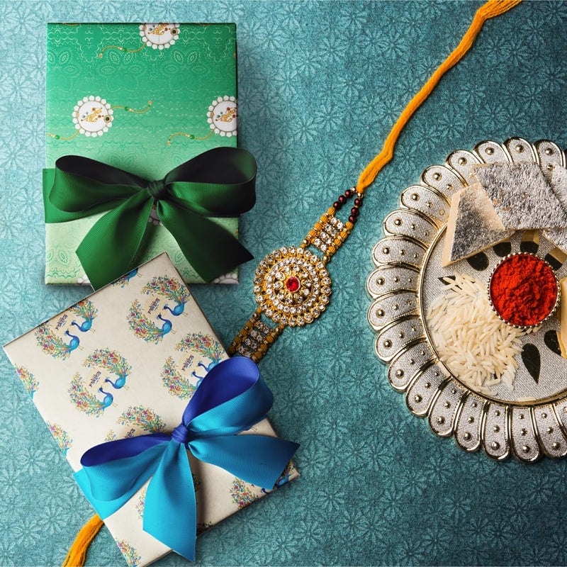 Festiko® Happy Raksha Bandhan Gift Wrapping Paper Sheets (6 Pcs of Combo Designs), Rakhi Gift Wrap Paper, Raksha Bandhan Gift Decoration - Image 2
