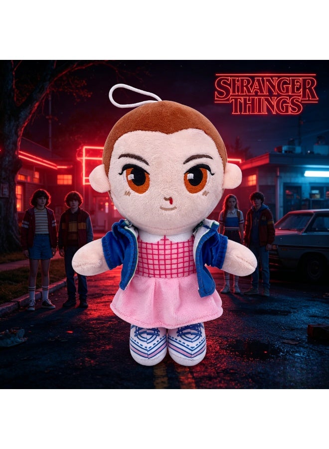 Stranger Things Plushies Eleven, 9.5 Inch Cute Anime Figure Soft Cushion Doll, TV Show Character Cosplay Plush Toy Birthday Gift for Kids and Teens