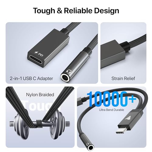 DR VAKU® ProCoder 2in1 Type C to 3.5 mm Jack + USB C Charging & Digital Audio 24bit DAC 3.5mm Connector Aux Cable,Headphone,Earphone Converter Splitter for Samsung, Oneplus,iPhone, Phone-Black - Image 4