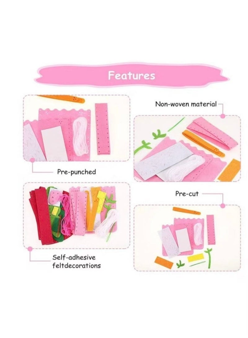 Faniop 6 Pack Children Sewing Kit, Childrens Sewing Kits for Beginners, Kids Beginners Felt Craft Kit, Fabric DIY Crafts Handbag (6 Patterns) - Image 5