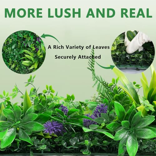 Yangrass 16pcs 20''x20'' Grass Wall Panels, Artificial Hedge Panels Greenery Wall, UV Protected Faux Grass Backdrop Privacy Fence Screen, Greenery Wall for Outdoor Indoor Garden Birthday Wedding Decor - Image 5