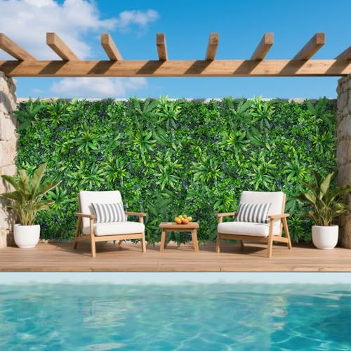 Yangrass 16pcs 20''x20'' Grass Wall Panels, Artificial Hedge Panels Greenery Wall, UV Protected Faux Grass Backdrop Privacy Fence Screen, Greenery Wall for Outdoor Indoor Garden Birthday Wedding Decor - Image 2