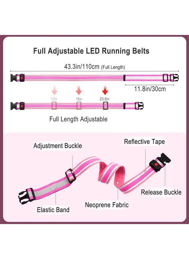 BSEEN Led Running Waist Belt Usb Rechargeable Reflective Glowing Led Waistband Flashing Safety Light Belt For Runners Joggers Walkers Pet Owners Cyclists (Candy Pink)  - Image 4