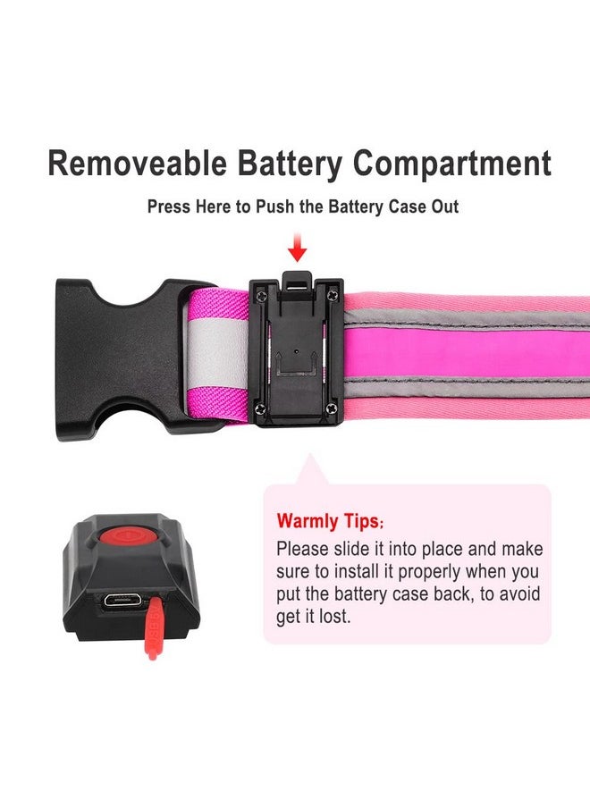BSEEN Led Running Waist Belt Usb Rechargeable Reflective Glowing Led Waistband Flashing Safety Light Belt For Runners Joggers Walkers Pet Owners Cyclists (Candy Pink)  - Image 5