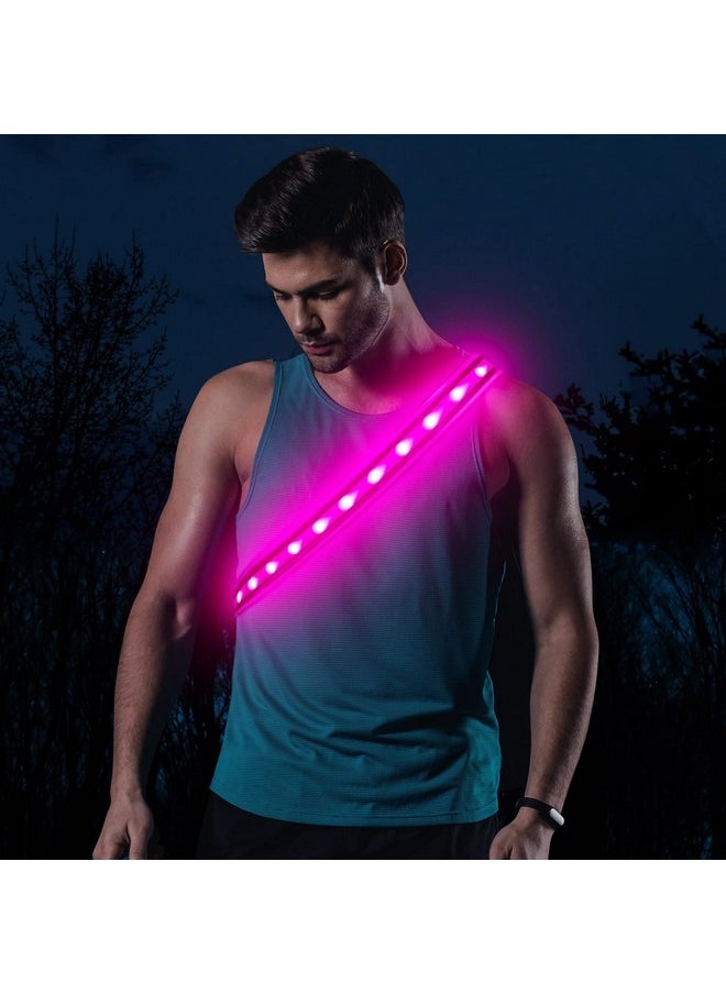 BSEEN Led Running Waist Belt Usb Rechargeable Reflective Glowing Led Waistband Flashing Safety Light Belt For Runners Joggers Walkers Pet Owners Cyclists (Candy Pink)  - Image 3