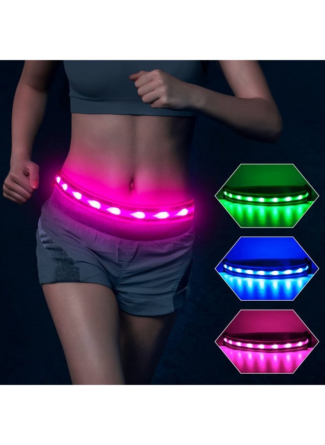 BSEEN Led Running Waist Belt Usb Rechargeable Reflective Glowing Led Waistband Flashing Safety Light Belt For Runners Joggers Walkers Pet Owners Cyclists (Candy Pink)  - Image 2