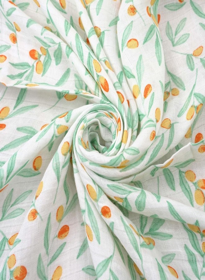 CoolaPeach Muslin Swaddle Blankets for Newborns,2 Pack Baby Boys Girls Receiving Blankets Large 43X47 Inches Muslin Burp Cloths,Breathable Soft Swaddle Wrap Baby Essentials(Fruit) - Image 4