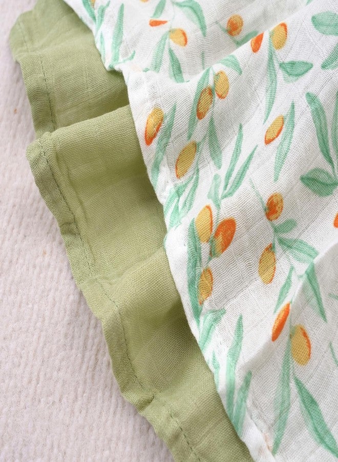 CoolaPeach Muslin Swaddle Blankets for Newborns,2 Pack Baby Boys Girls Receiving Blankets Large 43X47 Inches Muslin Burp Cloths,Breathable Soft Swaddle Wrap Baby Essentials(Fruit) - Image 5