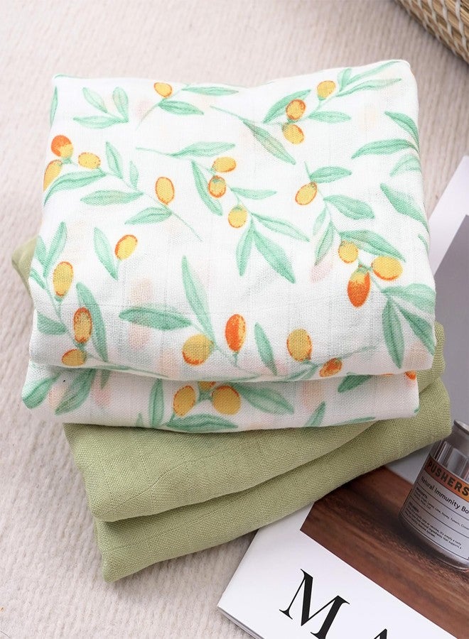 CoolaPeach Muslin Swaddle Blankets for Newborns,2 Pack Baby Boys Girls Receiving Blankets Large 43X47 Inches Muslin Burp Cloths,Breathable Soft Swaddle Wrap Baby Essentials(Fruit) - Image 3