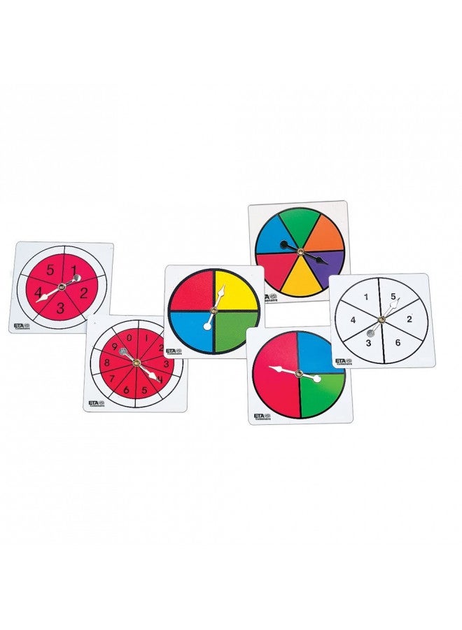hand2mind hand2mind Assorted Color and Number Spinners, Probability Spinner, Dry Erase Spinner Wheel, Plastic Spinners for Classroom, Arrow Game Spinner, Math Classroom Supplies, Math Manipulatives (Set of 6) - Image 1