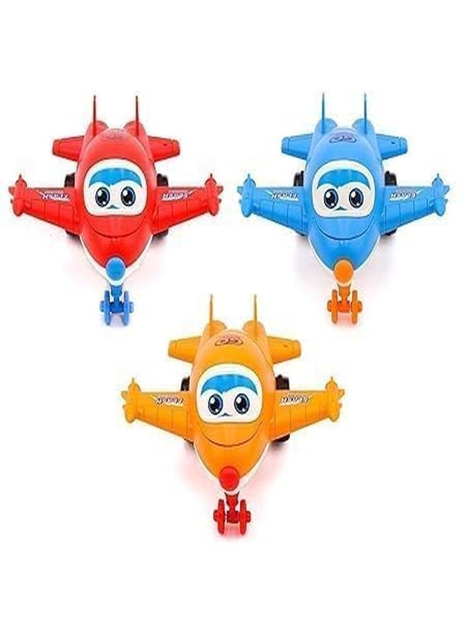 KARTUNBOX Cartoon Plane Toy for Kids | Pack of 3 Multicolor Airplane Toys | Friction Powered Cute Cartoon Aircraft Set | Durable Plastic Planes for Boys u0026 Girls | Fun Indoor/Outdoor Play - Image 1