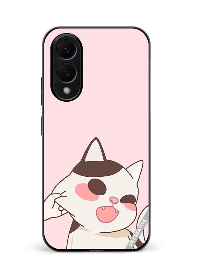 VR CREATIVE Protective Case Cover For Samsung Galaxy S25 Edge Cheeky Cat Design Multicolour