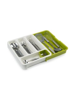 Generic Expandable Plastic Cutlery Storage Tray And Organizer Green/White  - Image 1