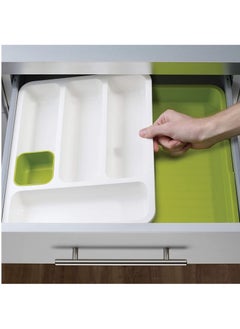 Generic Expandable Plastic Cutlery Storage Tray And Organizer Green/White  - Image 4