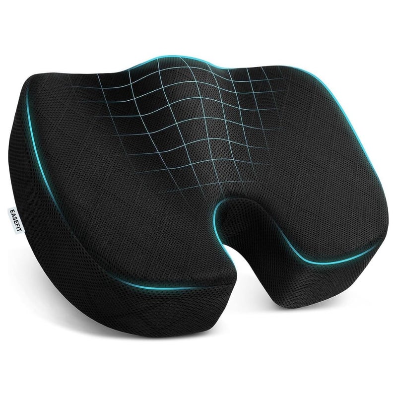 EASEFIT EASEFIT Pro Ergonomic Seat Cushion for Tailbone Hip Coccyx Sciatica Pain Relief HighDensity HiPer Foam Contoured Support for Office Home and Desk Chairs Premium Comfort Durability  - Image 1
