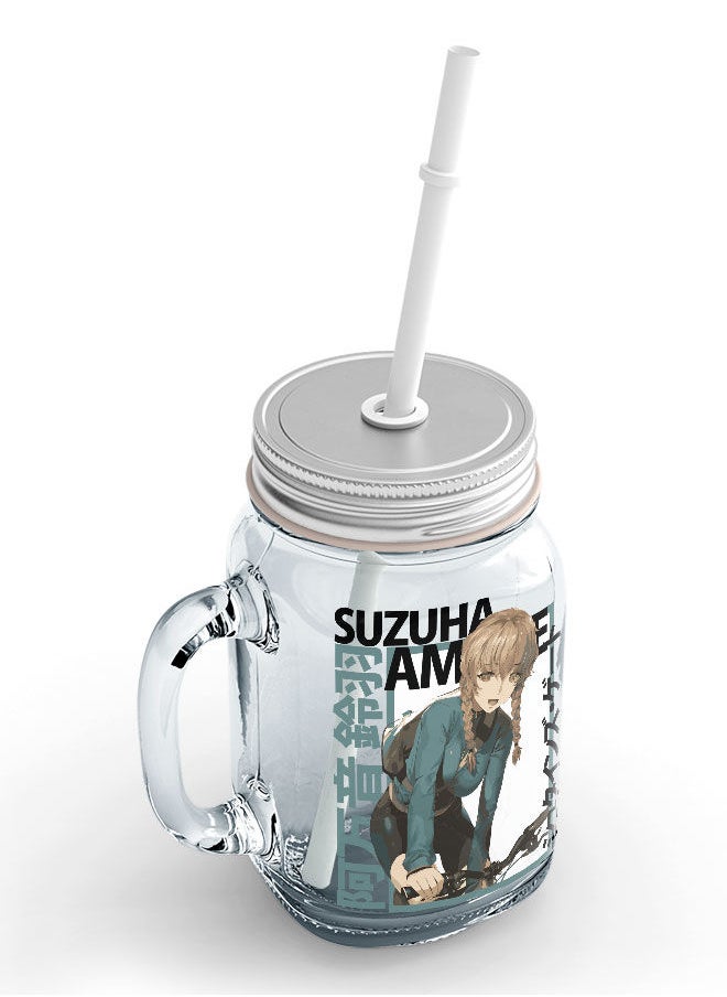 LIT - Steins Gate Jar Steins Gate Glass Jar Suzuha Amane Glass with Straw and LidSuzuha Fan Cosplay Steins;Gate-Waifu Anime - Image 1