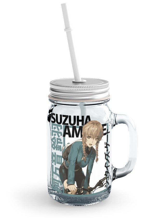 LIT - Steins Gate Jar Steins Gate Glass Jar Suzuha Amane Glass with Straw and LidSuzuha Fan Cosplay Steins;Gate-Waifu Anime - Image 1