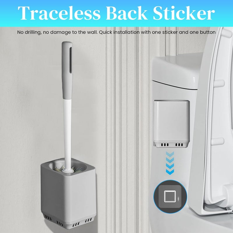 Supvox® Toilet Cleaning Brush with Drip Holder, Round Head Nylon Bristles, Deep Cleaning Scrubber for Toilets, Bathroom Floors & Tiles, Durable Plastic, White - Image 5