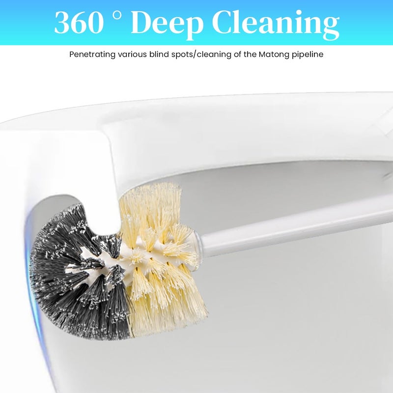 Supvox® Toilet Cleaning Brush with Drip Holder, Round Head Nylon Bristles, Deep Cleaning Scrubber for Toilets, Bathroom Floors & Tiles, Durable Plastic, White - Image 4