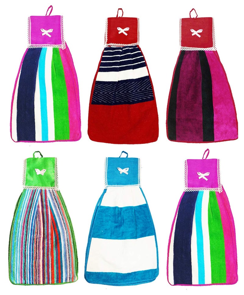 Kuber Industries Hanging Cotton 6 Pieces Cotton Washbasin Napkin/Hand Towel for Kitchen and Bathroom (Multi) - Image 1