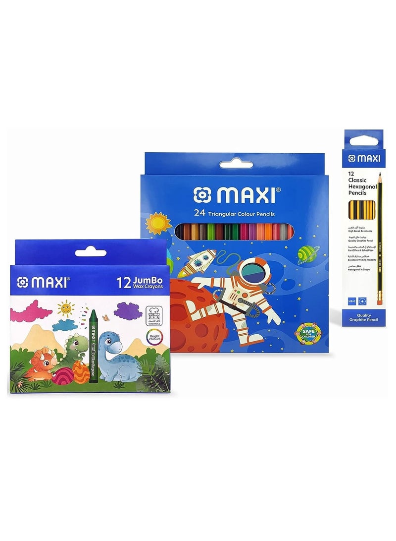 Maxi طقم قرطاسية ملون مكون من 48 قطعة - Image 1