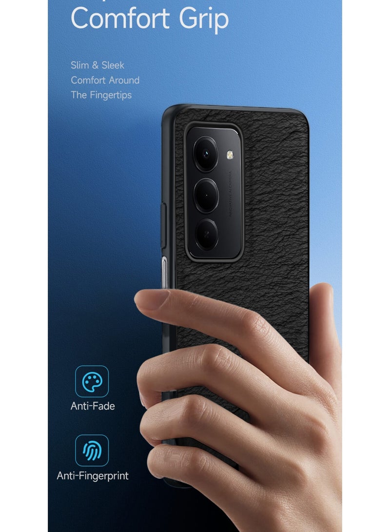 دبليو تيك غطاء هاتف شاومي ريدمي 15 5G 2025 فخم من الجلد الصناعي مقاوم للصدمات ومطاطي ناعم (MCFLSN) - أسود - Image 2