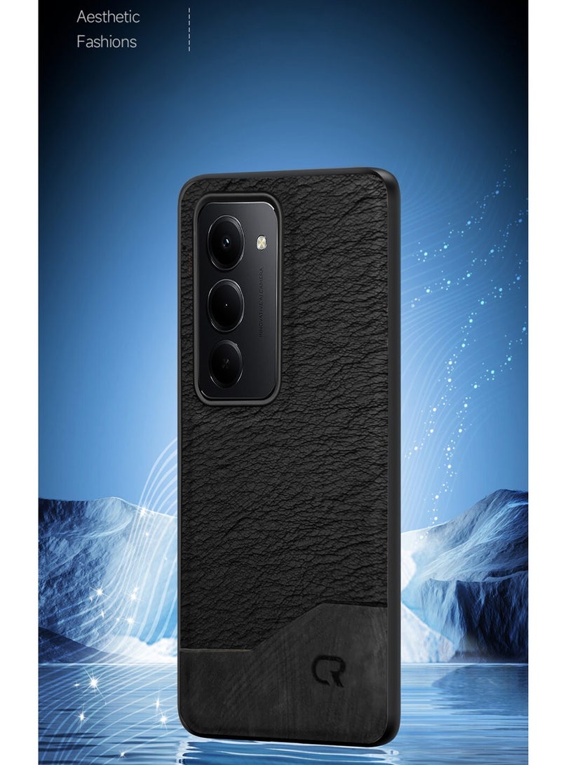 دبليو تيك غطاء هاتف شاومي ريدمي 15 5G 2025 فخم من الجلد الصناعي مقاوم للصدمات ومطاطي ناعم (MCFLSN) - أسود - Image 4