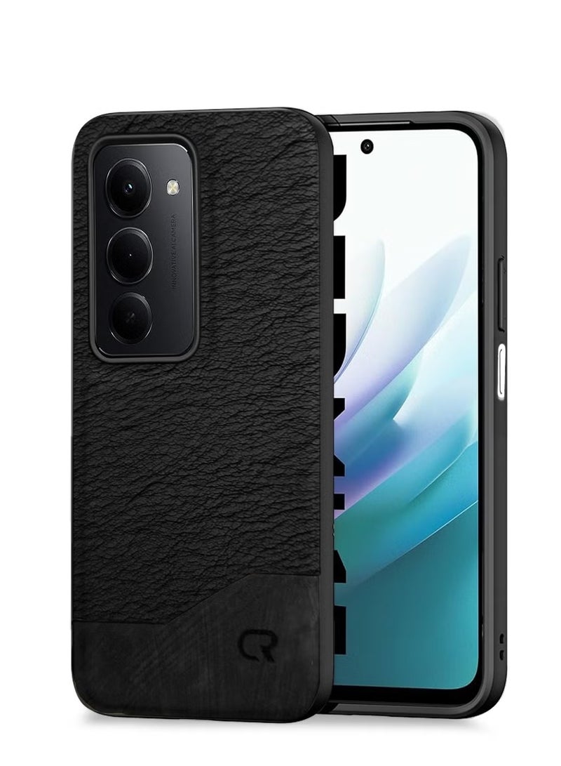 دبليو تيك غطاء هاتف شاومي ريدمي 15 5G 2025 فخم من الجلد الصناعي مقاوم للصدمات ومطاطي ناعم (MCFLSN) - أسود - Image 1