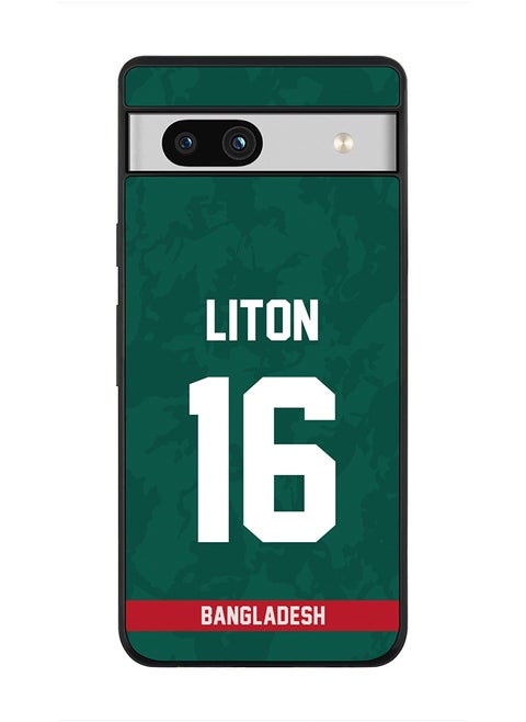 Cover for Google Pixel 7a 5G Case , Rugged Black Slim fit Soft Flexible Thin Protective Phone Cases - Player Name - Liton Das, Jersey Number- 16
