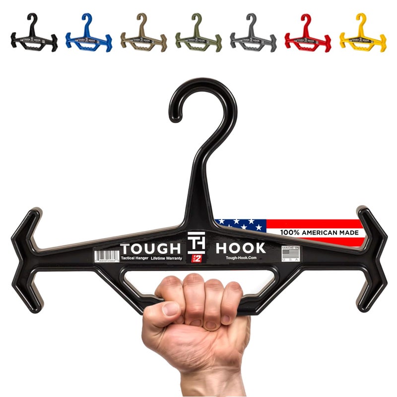 Tough Hook Tough Hook Original Multipurpose Heavy Duty Hanger USA Made AntiSlip 200 lb Capacity Ideal for Tactical Gear Body Armor Scuba Fitness Vests 1 Black Plastic Piece