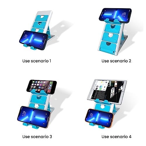 STRIFF Smartphone Stand, Tabletop, Foldable, Mobile Phone Stand, Tablet Stand, Smartphone Holder, Adjustable Height, Anti-Slip, Lightweight, Compact, Portrait and Horizontal, Easy to Carry(Sky) - Image 4