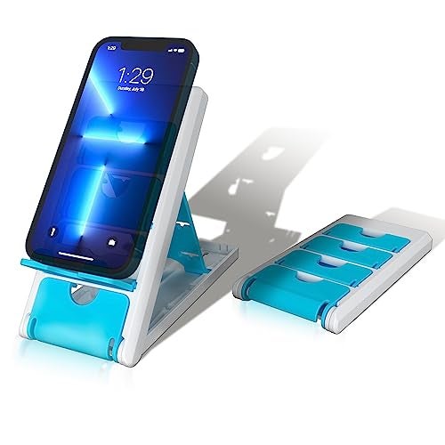 STRIFF Smartphone Stand, Tabletop, Foldable, Mobile Phone Stand, Tablet Stand, Smartphone Holder, Adjustable Height, Anti-Slip, Lightweight, Compact, Portrait and Horizontal, Easy to Carry(Sky) - Image 1