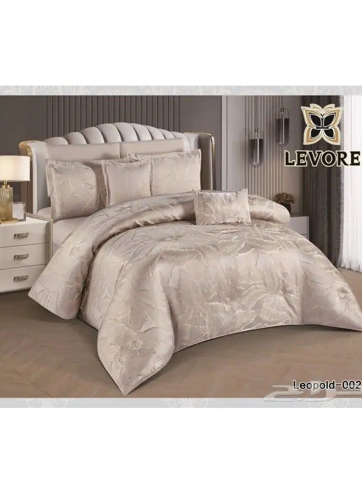 ليفور مفرش نفرين حرير ثقيل فاخر مكون من 8 قطع لحاف مقاس كنج 220 في 240سم