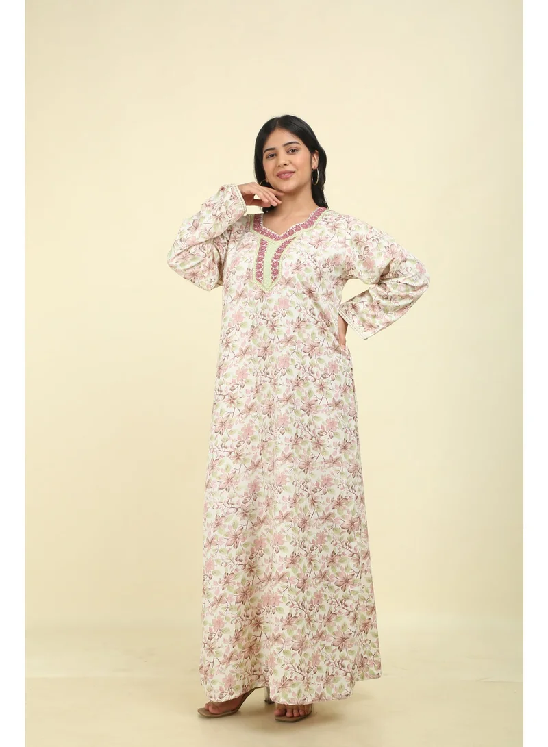 HANA & SARA Womens Trendy Unique Printed Long Arabic Jalabiya For Women