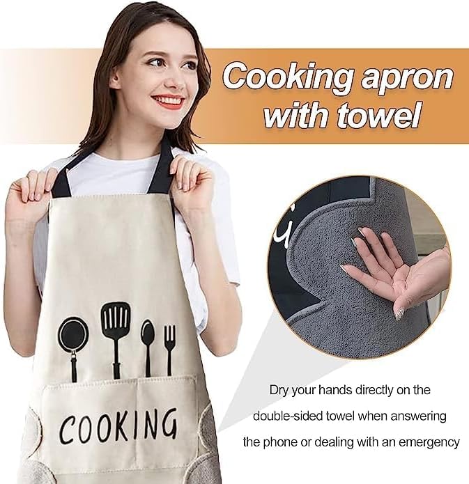 DOCAT Store Kitchen Apron with Wiping Hand Towel Apron for Women and Men with Big Pocket Unique Design Cooking Fits for Restaurant Home and Kitchen Accessories Items - Image 2
