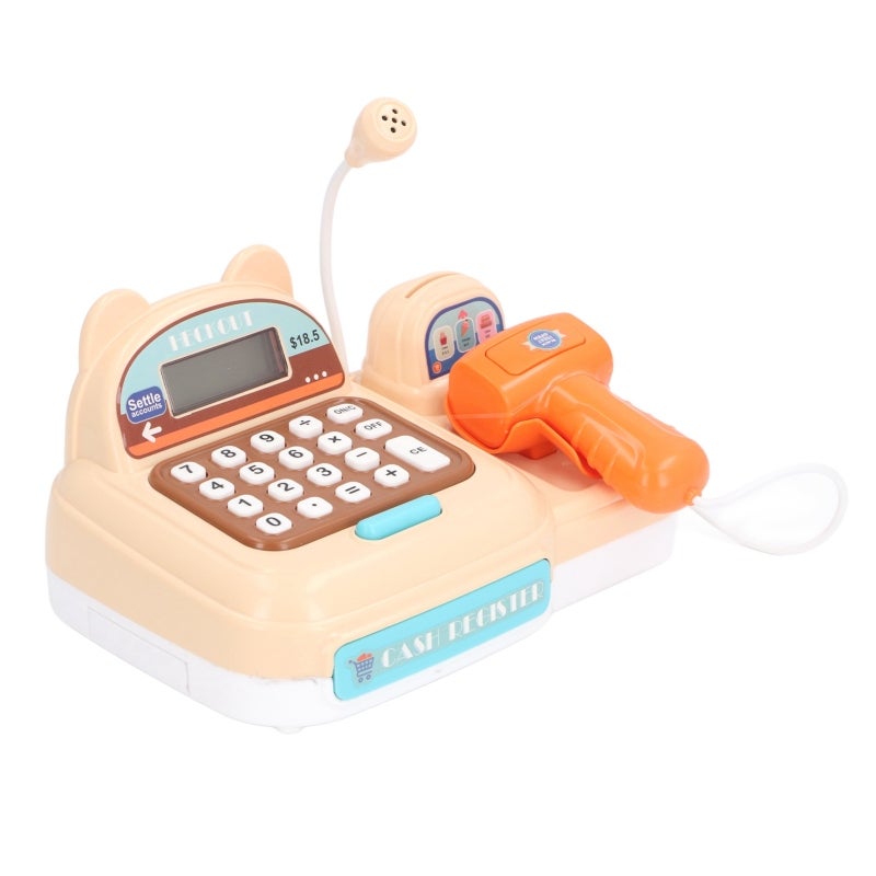 Children Play Cash Register Toy Fun Supermarket Checkout Toy with Microphone Sounds for Boys Girls Toddlers Brown - Image 5