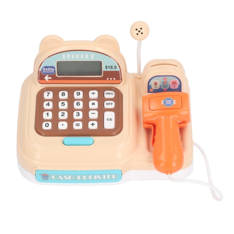 Children Play Cash Register Toy Fun Supermarket Checkout Toy with Microphone Sounds for Boys Girls Toddlers Brown - Image 2