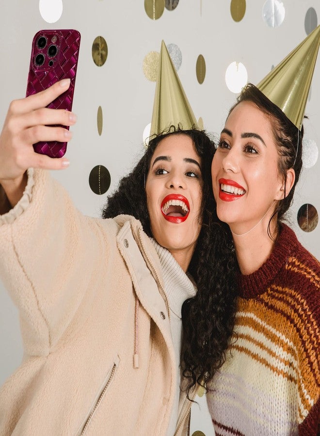 MGQILING جراب MGQILING متوافق مع آيفون 14 برو ماكس - 6.7 بوصة، جراب هاتف أنيق بنمط منسوج ثلاثي الأبعاد، جراب مطبوع بنمط شبكي للنساء والفتيات، غطاء خلفي واقي للكاميرا من السيليكون الناعم المقاوم للصدمات - وردي فاقع - Image 2