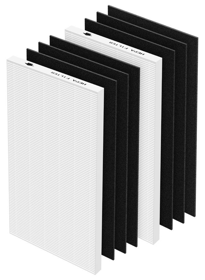isinlive AeraMax 300 Hepa Filter Set Compatible with Fellowes AeraMax 290/300/DX95 Air Purifiers, HF-300/AP-300PH, Part# 9287201, Includes 2 Hepa Filters + 6 Activated Carbon Pre-filters - Image 1