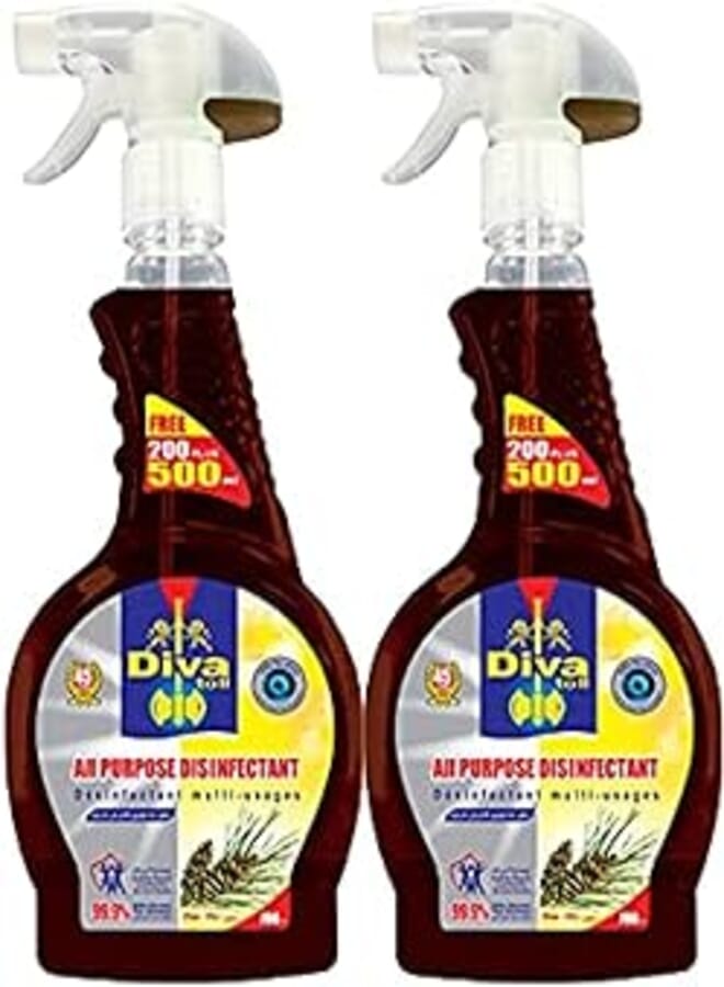 Divatoll set of 2 liquid multi purpose cleaners with sprayer pine and apple scent, 700 ml